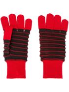 Issey Miyake Men Striped Knitted Gloves - Red