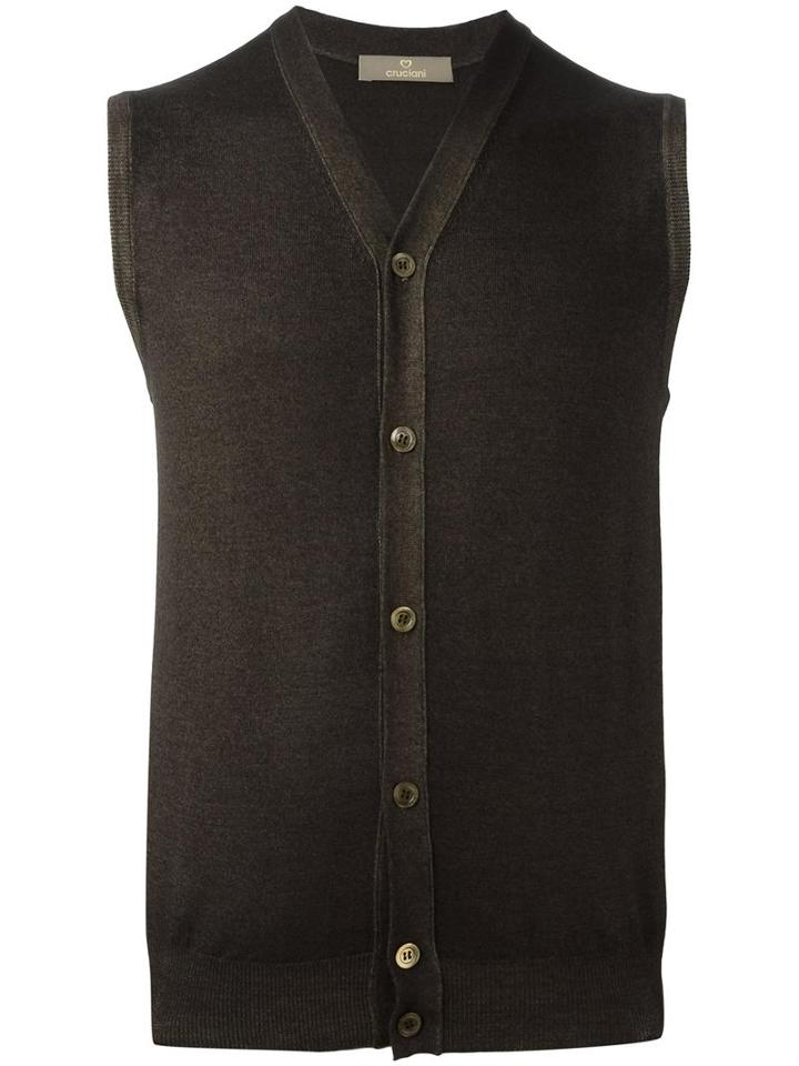 Cruciani Sleeveless Cardigan, Men's, Size: 56, Brown, Wool