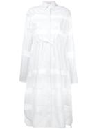 Alaïa Perforated Stripes Shirt Dress, Women's, Size: 42, White, Cotton/polyester