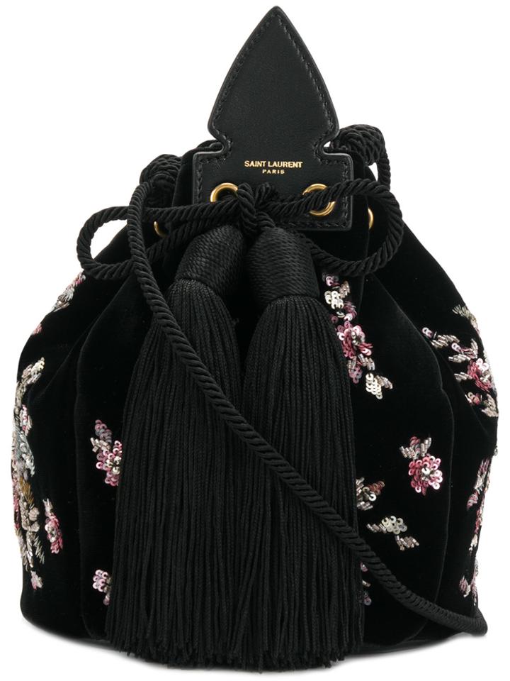 Saint Laurent Anja Sequin Embellished Bag - Black