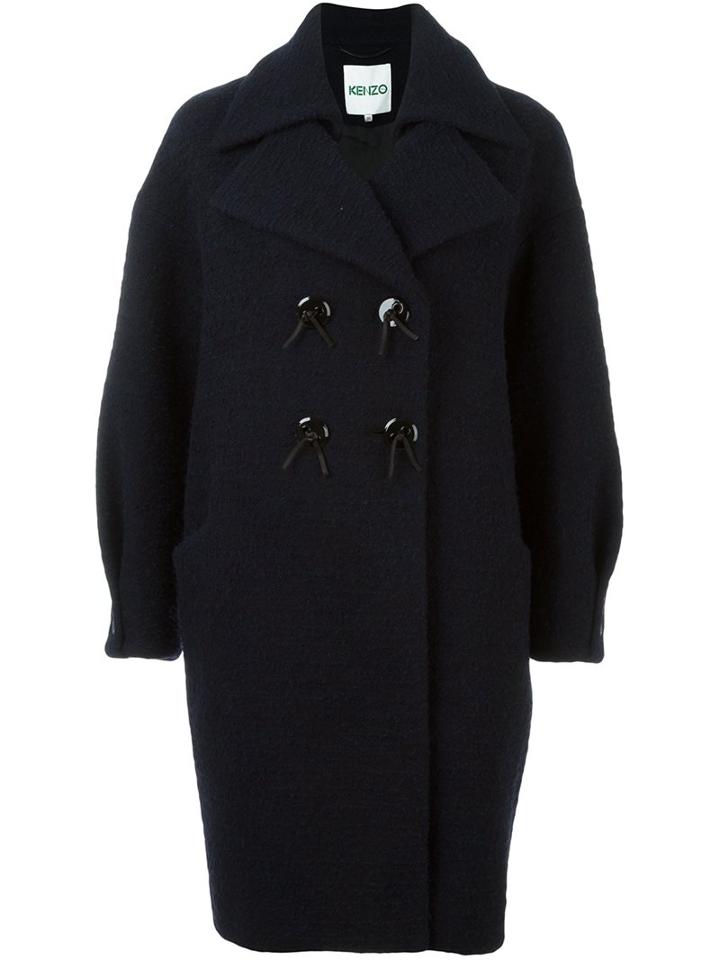 Kenzo Double Breasted Coat, Women's, Size: 38, Blue, Cotton/acrylic/polyamide/alpaca