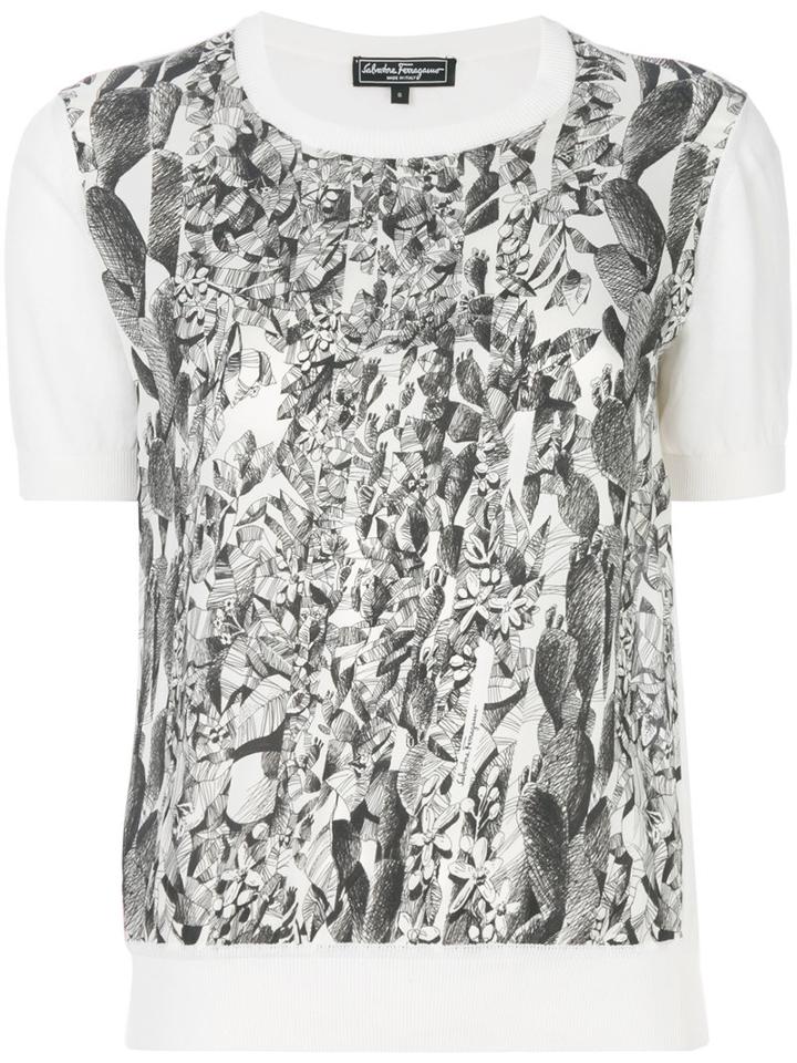 Salvatore Ferragamo - Orange Fiber Print Top - Women - Silk/cotton/viscose/cellulose - Xs, White, Silk/cotton/viscose/cellulose