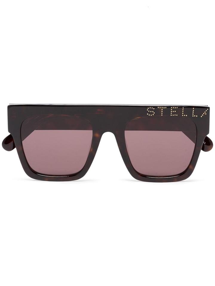 Stella Mccartney Eyewear Brown Straight Bridged Square Framed Logo