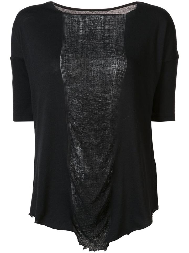 Raquel Allegra Shirred Panel T-shirt, Women's, Size: Large, Black, Cotton/polyester