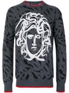 Versace - Painted Medusa Intarsia Knit - Men - Wool - 50, Grey, Wool