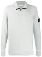 Stone Island Logo Knitted Zip-up Sweatshirt - Blue
