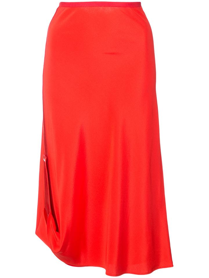 Area Asymmetric Midi Skirt - Red