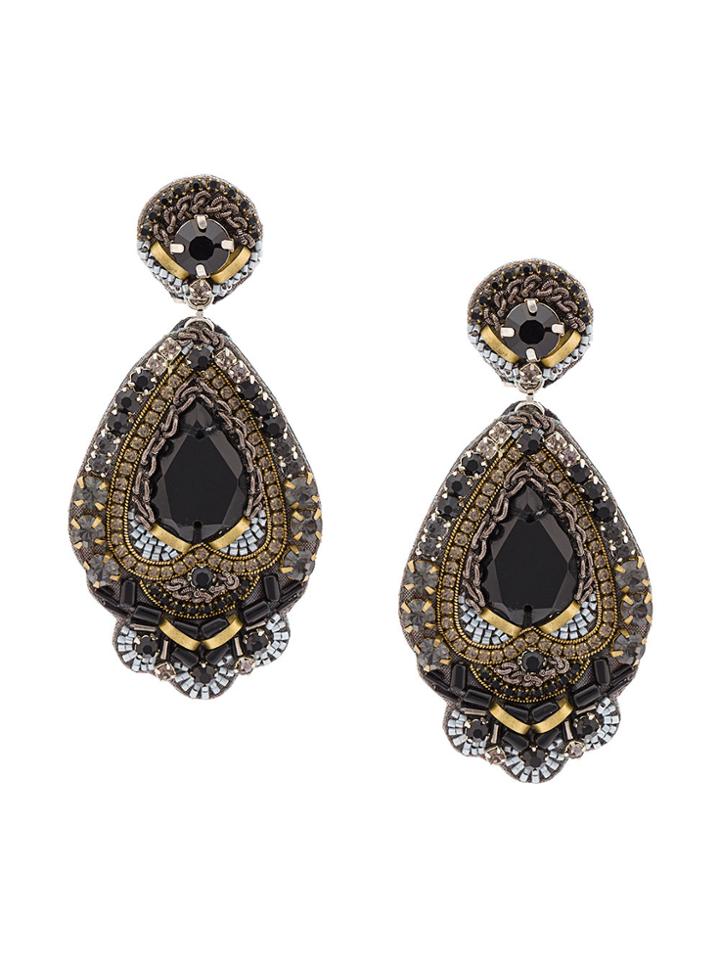 Ranjana Khan Embellished Pear Drop Earrings - Grey