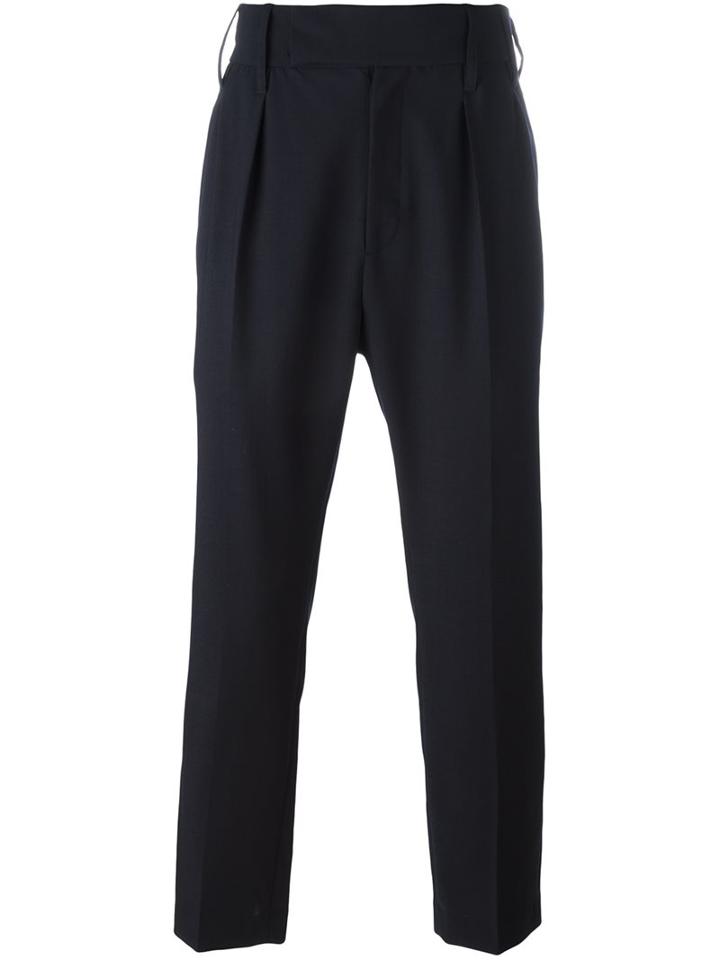 Ann Demeulemeester Straight Trousers, Men's, Size: Small, Blue, Virgin Wool