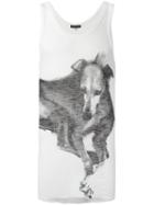 Ann Demeulemeester Dog Print Tank Top, Men's, Size: Medium, White, Cotton