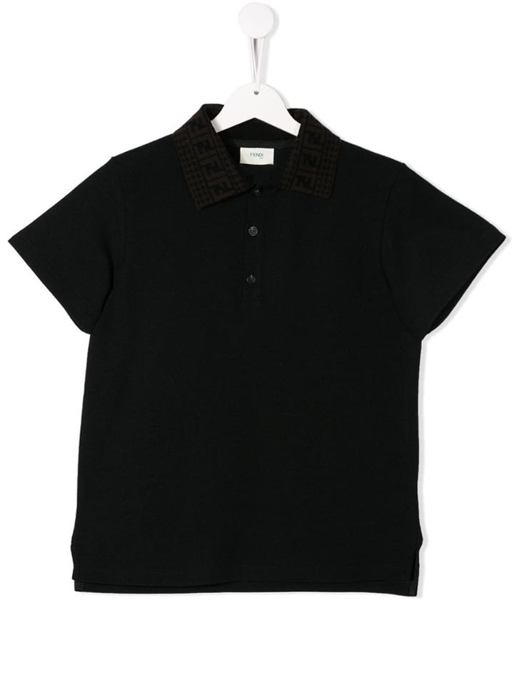 Fendi Kids Logo Collar Polo Shirt - Black
