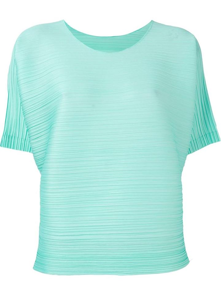 Pleats Please By Issey Miyake Ribbed Effect Shift Blouse, Women's, Size: 3, Green, Polyester