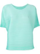 Pleats Please By Issey Miyake Ribbed Effect Shift Blouse, Women's, Size: 3, Green, Polyester