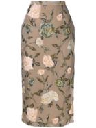 Rochas High-waisted Floral Skirt - Nude & Neutrals