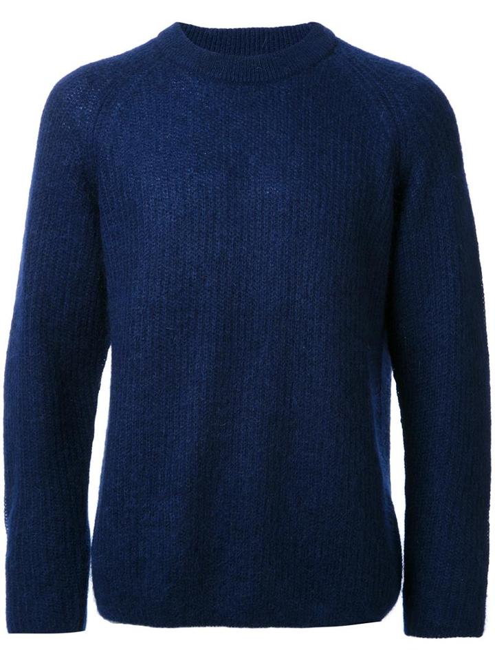 H Beauty & Youth Crew Neck Jumper, Men's, Size: Small, Blue, Nylon/mohair/wool