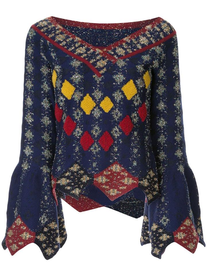 Peter Pilotto Solitaire Diamond Knit Sweater - Blue