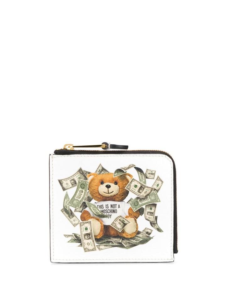 Moschino Teddy Motif Money Print Purse - White