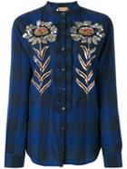No21 Sequin-embellished Plaid Shirt, Women's, Size: 44, Blue, Cotton/linen/flax