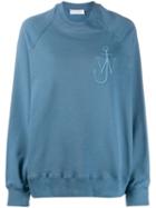 Jw Anderson Oversized Anchor Logo Embroidered Sweatshirt - Blue