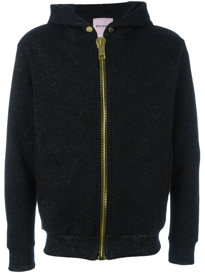 Palm Angels Maxi Puller Lurex Zipped Hoodie - Black