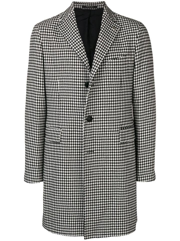 Tagliatore Check Pattern Coat - Black