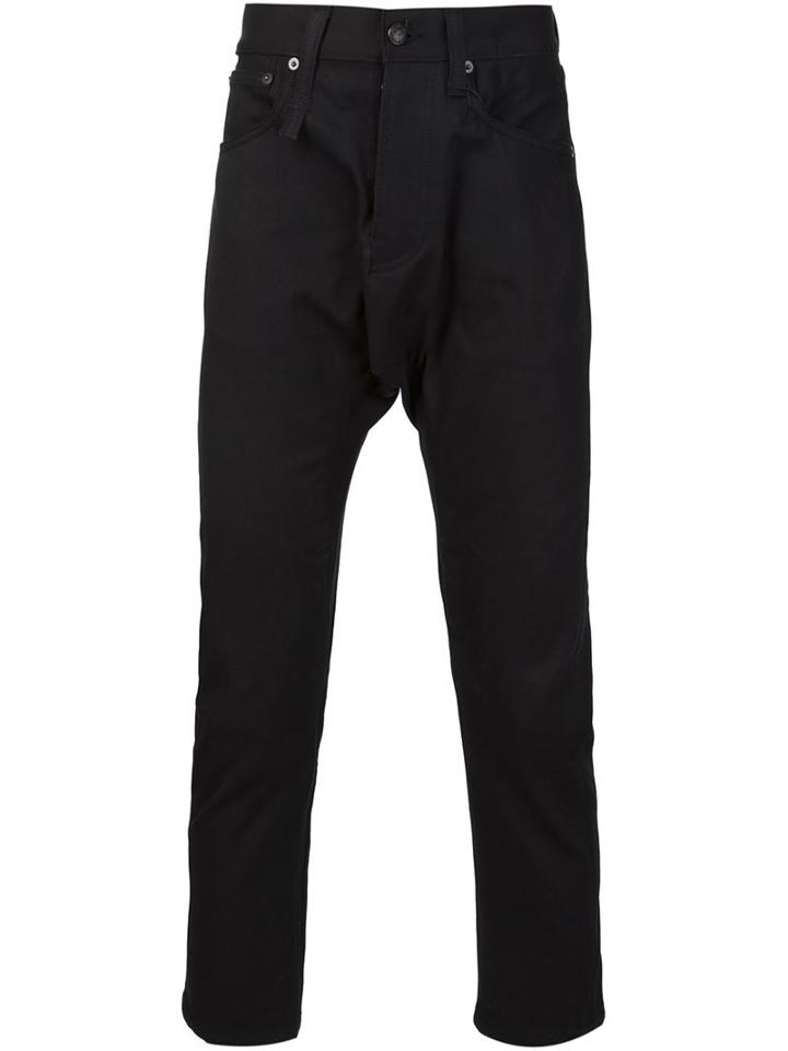 R13 Drop-crotch Slim Jeans, Men's, Size: 34, Black, Cotton/spandex/elastane
