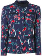 Emporio Armani - Floral Print Jacket - Women - Cotton/polyester/acetate/viscose - 44, Blue, Cotton/polyester/acetate/viscose