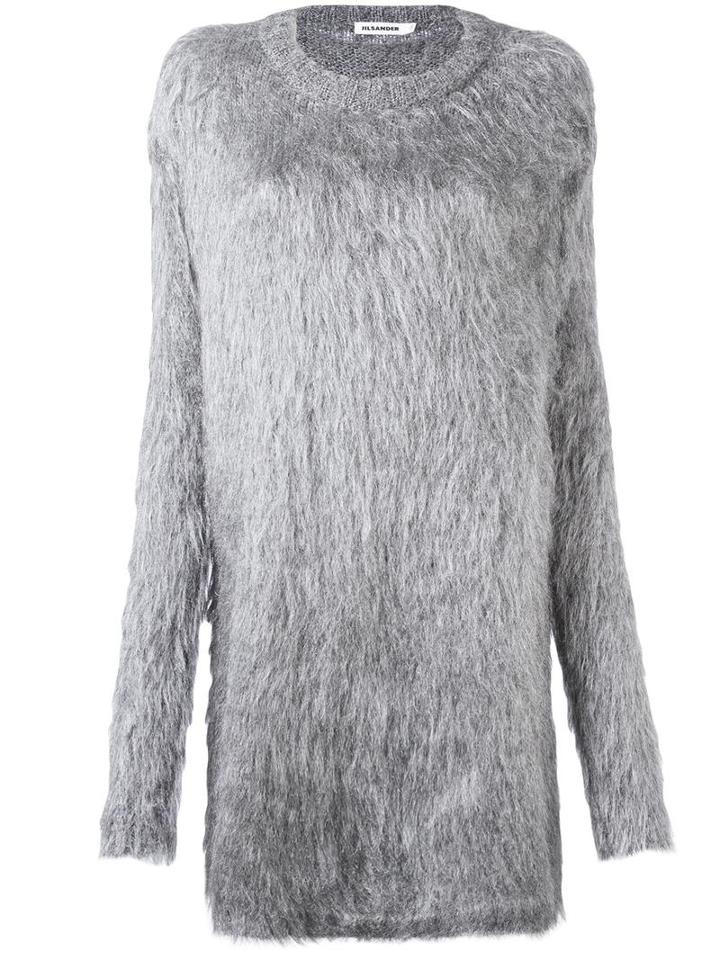 Jil Sander Long Line Fur Effect Jumper, Women's, Size: 36, Grey, Polyamide