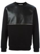 Mcq Alexander Mcqueen Faux Leather Panel Sweatshirt - Black