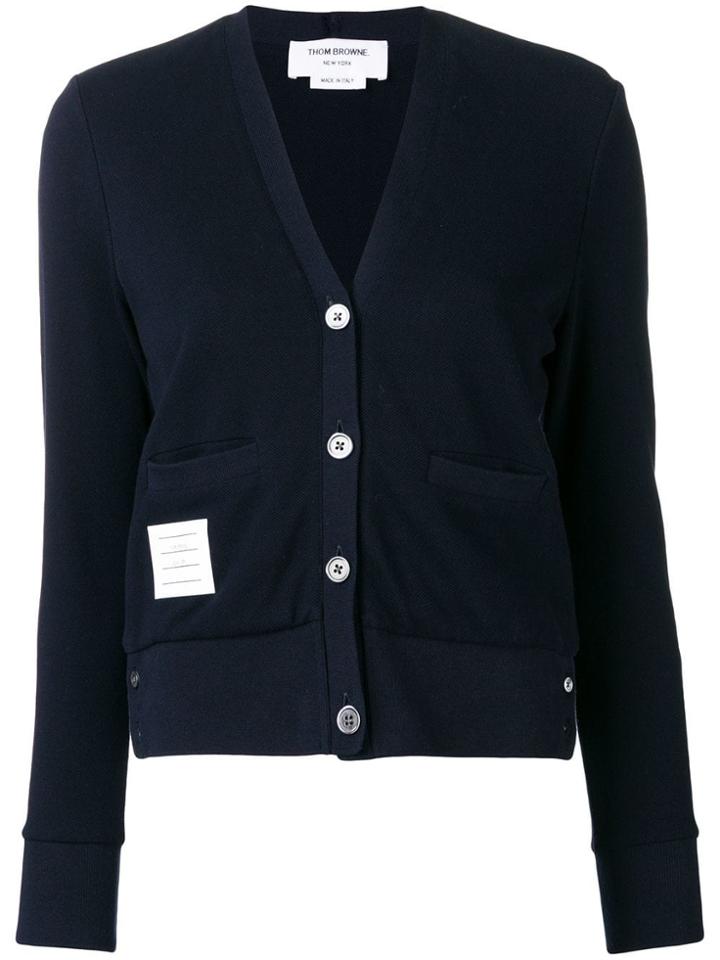 Thom Browne Tricolour Stripe Back Cardigan - Blue