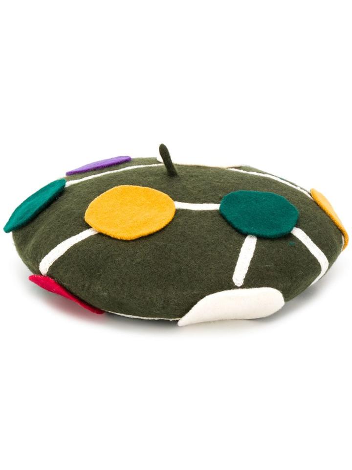 Le Chapeau Appliqué Detail Beret - Green