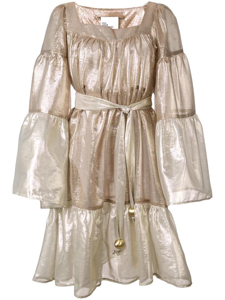 Lisa Marie Fernandez Belted Metallic Skirt