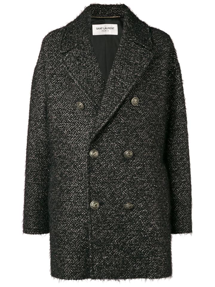 Saint Laurent Short Pea Coat - Black