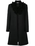 Lanvin - Raw-trimmed Collar Coat - Women - Cotton/polyamide/polyester/wool - 40, Black, Cotton/polyamide/polyester/wool