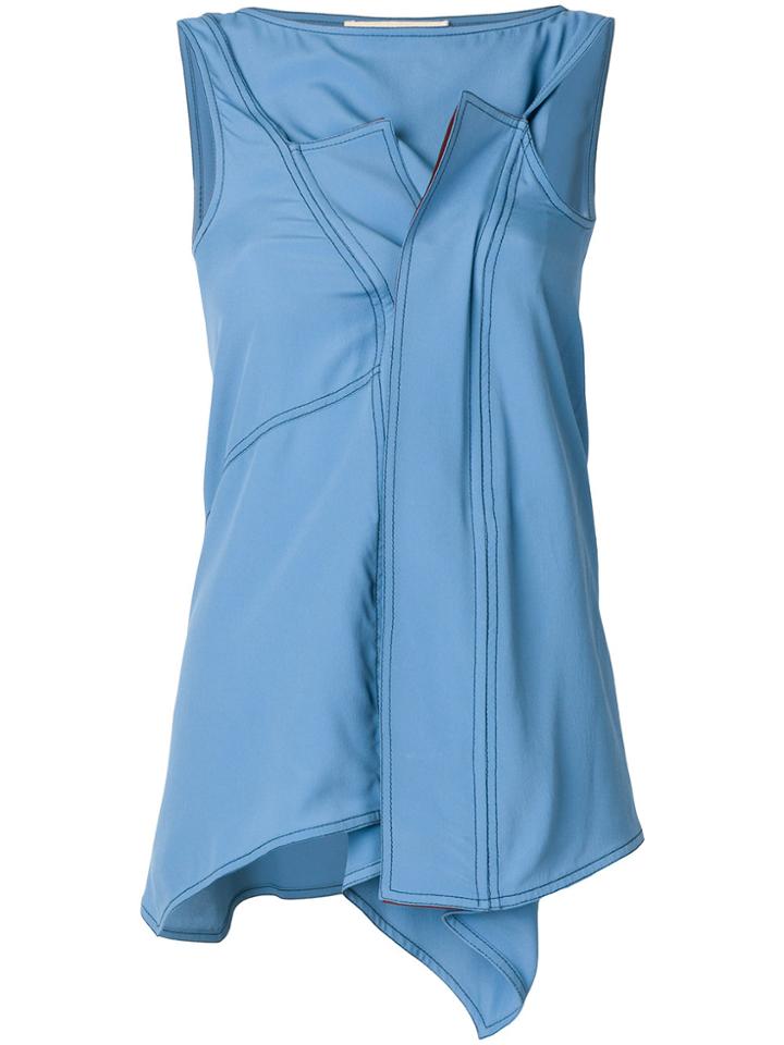 Marni Sleeveless Draped Blouse - Blue