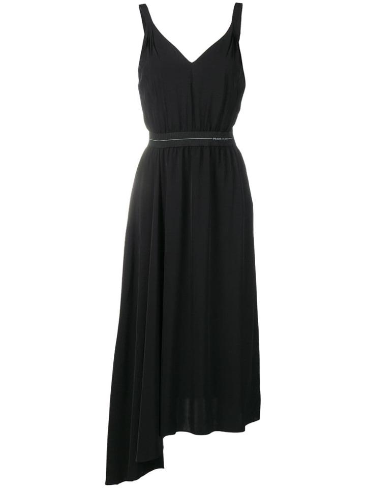 Prada Asymmetric Flared Midi Dress - Black