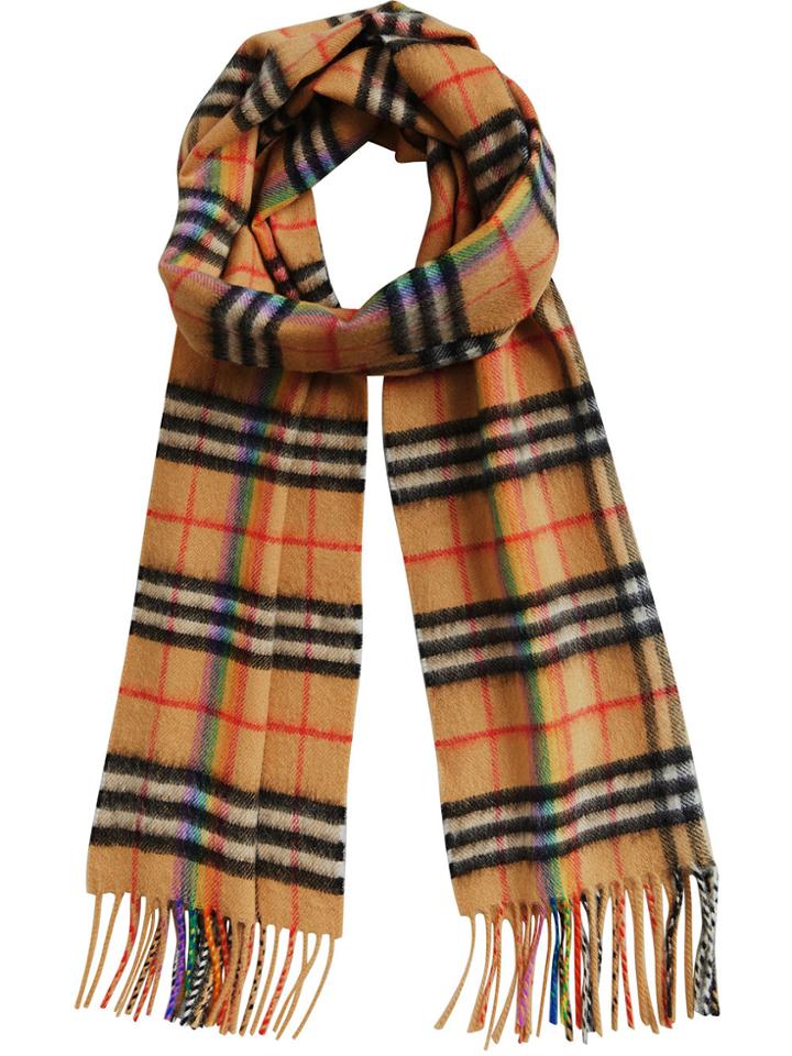 Burberry Vintage Rainbow Check Cashmere Scarf - Brown