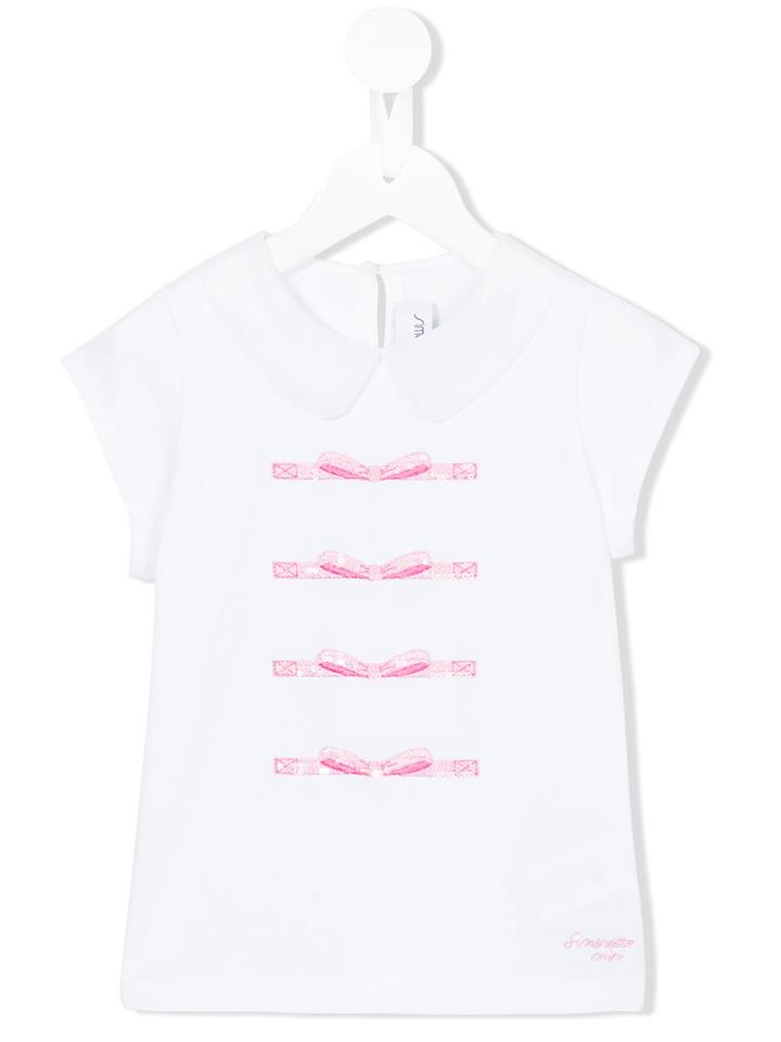 Simonetta Embroidered Details T-shirt, Girl's, Size: 6 Yrs, White