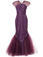 Zac Posen Tulle Inserts Gown - Pink & Purple