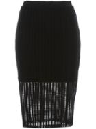 T By Alexander Wang Perforated Midi Skirt, Women's, Size: Small, Black, Cotton/polyester/spandex/elastane