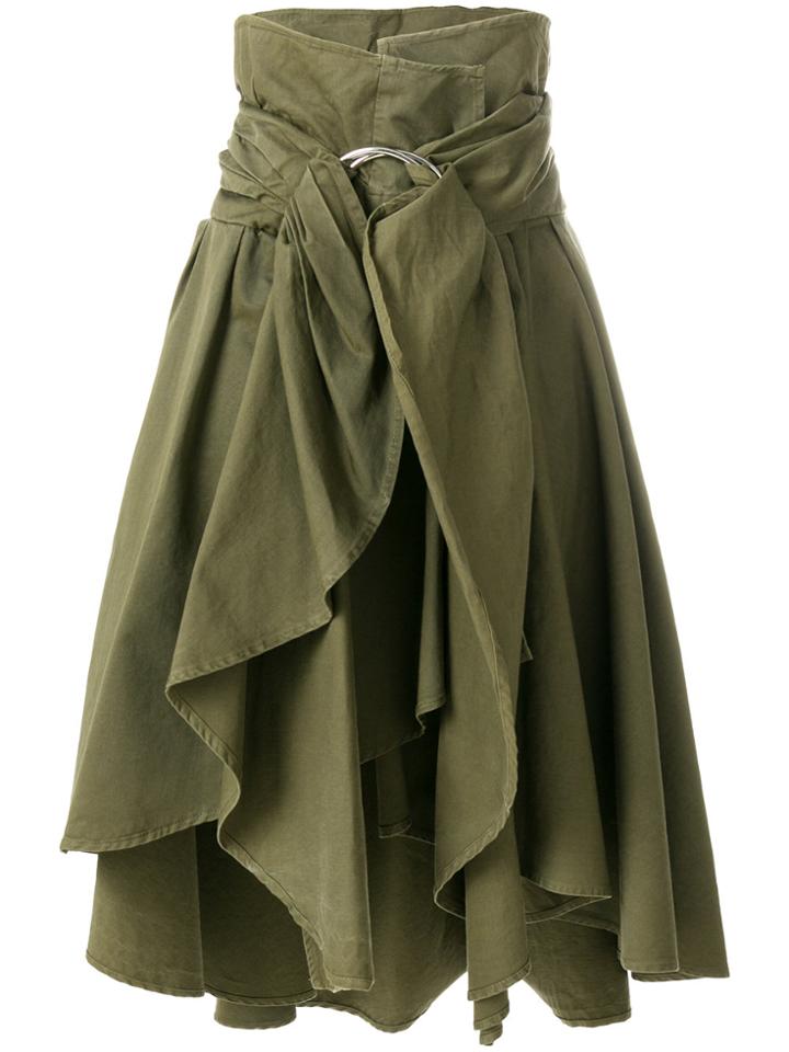 Faith Connexion Asymmetric Ruffle Skirt - Green