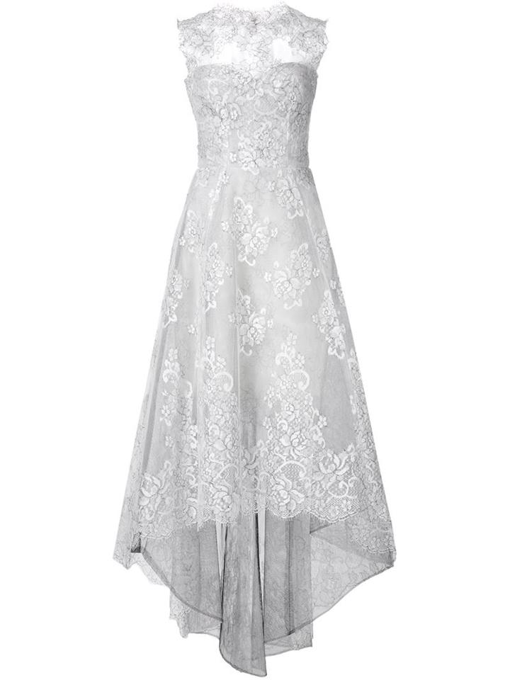 Monique Lhuillier Flared Lace Dress, Women's, Size: 10, White, Silk/cotton/nylon/viscose