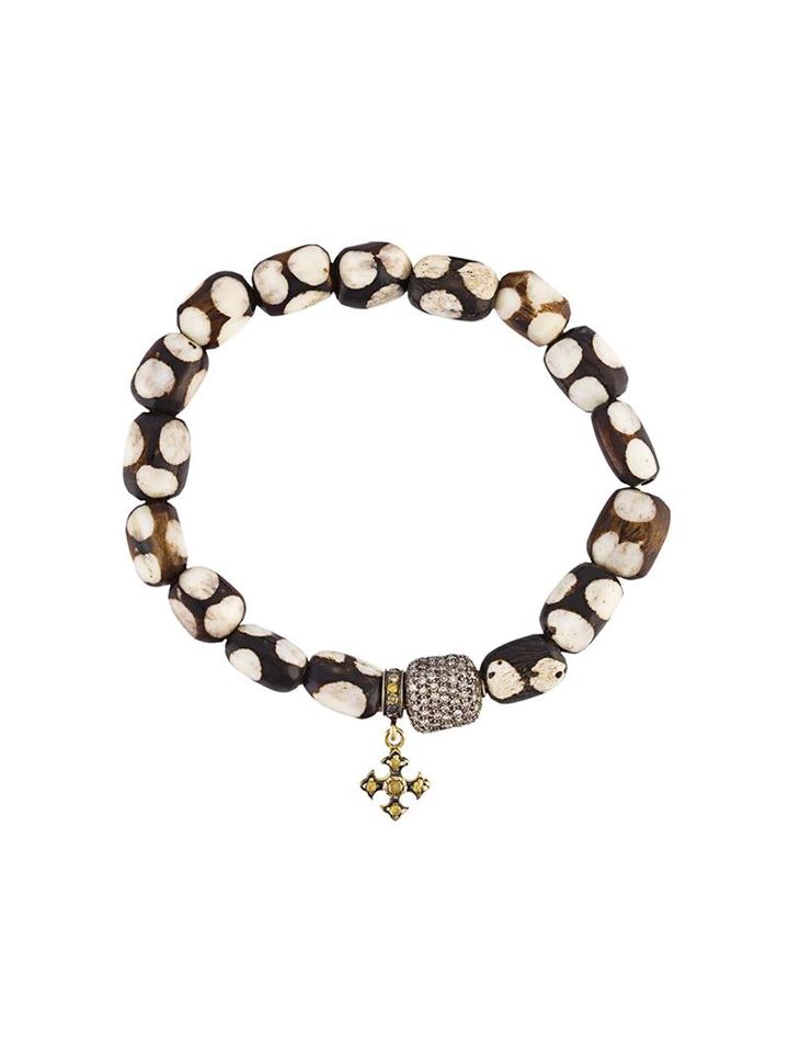 Loree Rodkin Beaded Diamond Charm Bracelet, Women's, Black, Sterling Silver/diamond/18kt Yellow Gold/wood