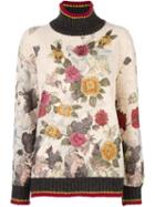 Antonio Marras Floral Embroidered Sweater, Women's, Size: Xs, White, Acrylic/nylon/spandex/elastane/virgin Wool