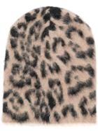 Laneus Leopard Print Beanie - Nude & Neutrals