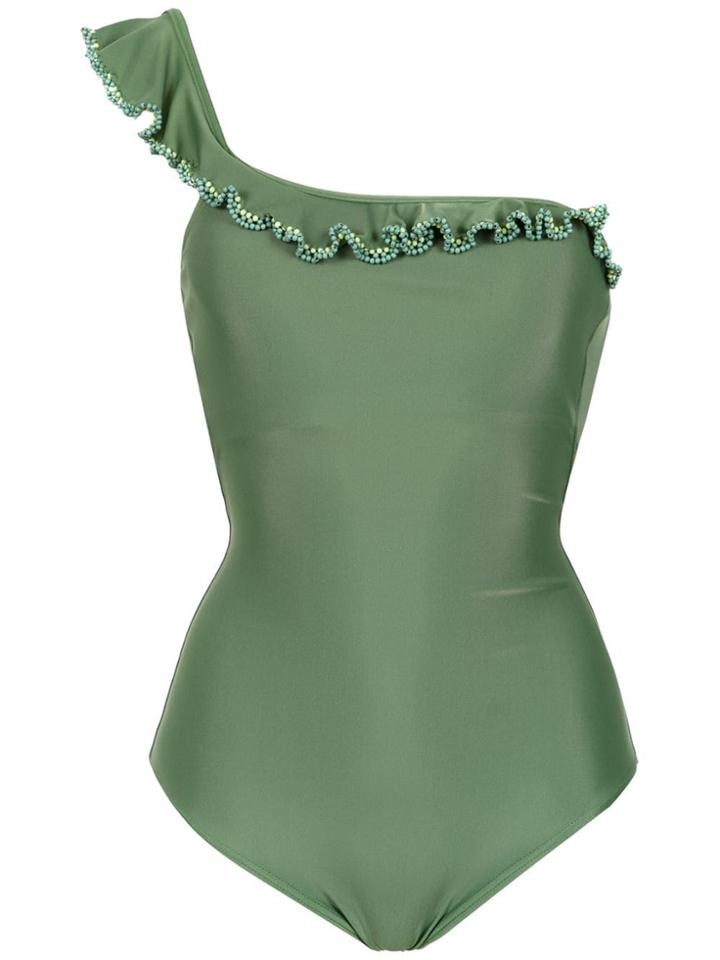 Amir Slama One Shoulder Swimsuit - Green