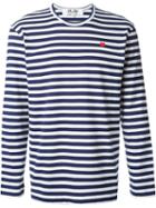 Comme Des Garçons Play Mini Heart Striped T-shirt, Men's, Size: Small, Blue, Cotton