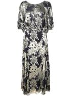 Warm Open Back Floral Dress - Blue