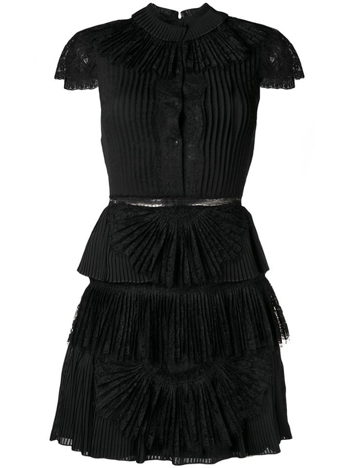 Alice+olivia Rosetta Pleated Short Dress - Black