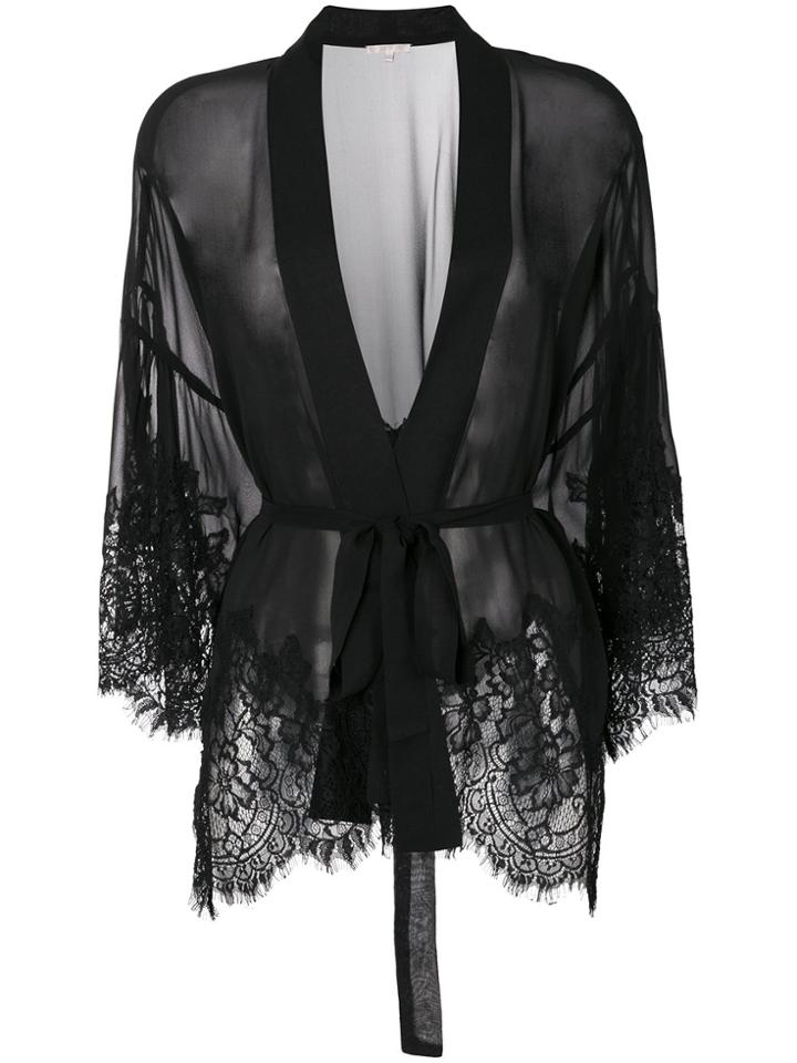 Gold Hawk Lace Kimono - Black
